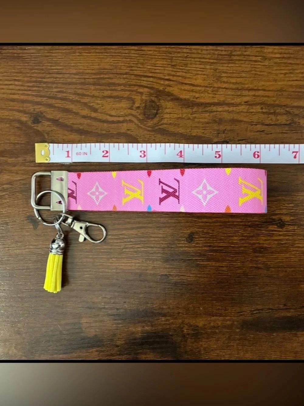 Pink LV Monogram Wristlet Keychain / Charm